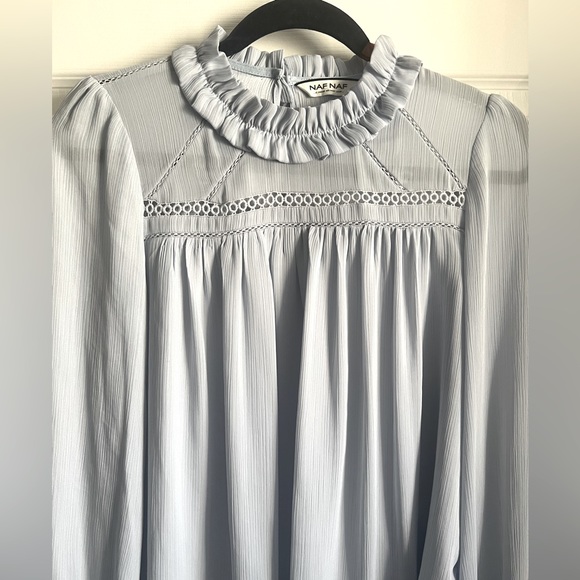 Anthropologie Nef Nef Victorian Style Periwinkle Blue Blouse - Picture 3 of 5